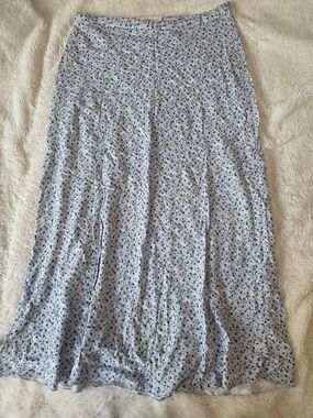 Urban Outfitters Blue White Floral A-Line Midi Skirt S Lined Zip Closure